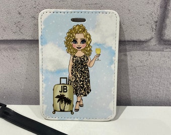 Personalised Luggage Tag | Suitcase Tag | Custom Luggage Tag | Plus Size Girl | Leopard Dress | Holiday Tag | Holiday Accessory