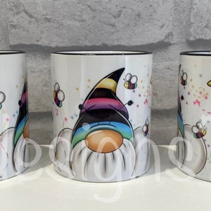 Personalised Rainbow Bee Gonk Gnome Mug | Gonk Lover Gift | Gnome Lover Gift | Rainbow Bees |