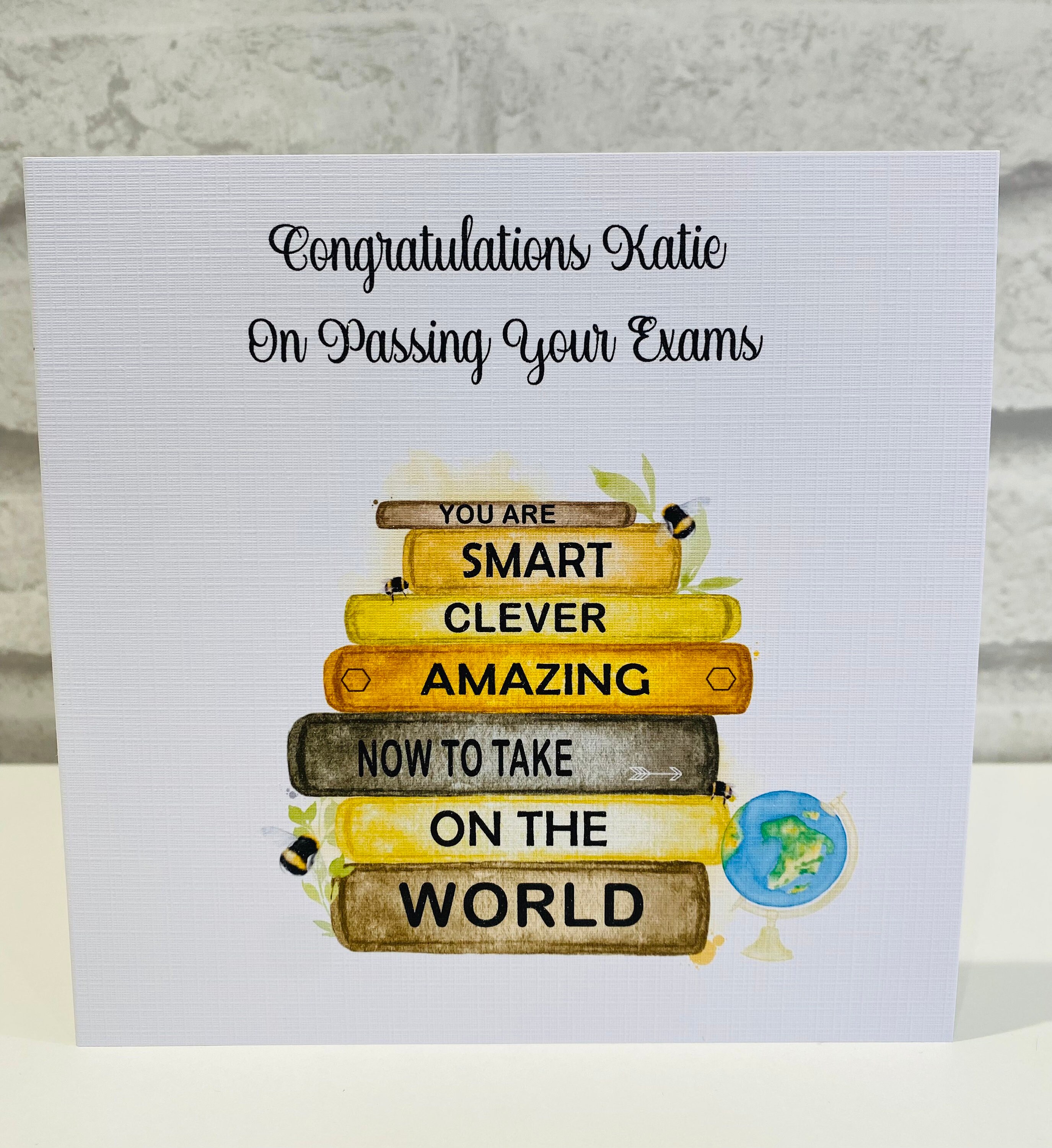 Personalised Congratulations on Passing Your Exams Card Bee Design ...