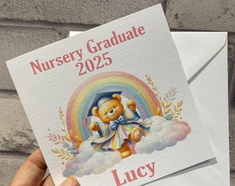 Nursery Graduate Card | Nursery Leaver Card | Well Done Card | Nursery | Preschool | Nursery Card and Badge Bundle | Card for her
