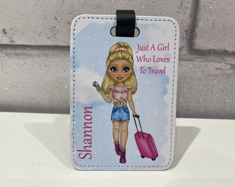 Personalised Luggage Tag | Suitcase Tag | Custom Luggage Tag l HolidayTag | Luggage Accessory | Holiday Gift | Travel Girl | Holiday Girl