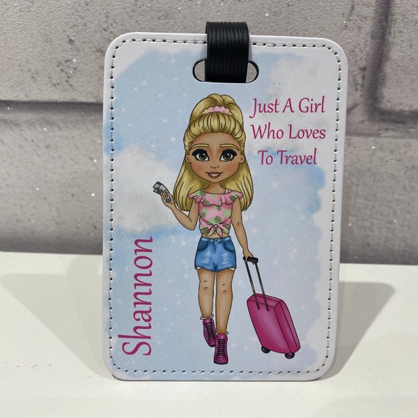Personalised Luggage Tag | Suitcase Tag | Custom Luggage Tag l HolidayTag | Luggage Accessory | Holiday Gift | Travel Girl | Holiday Girl