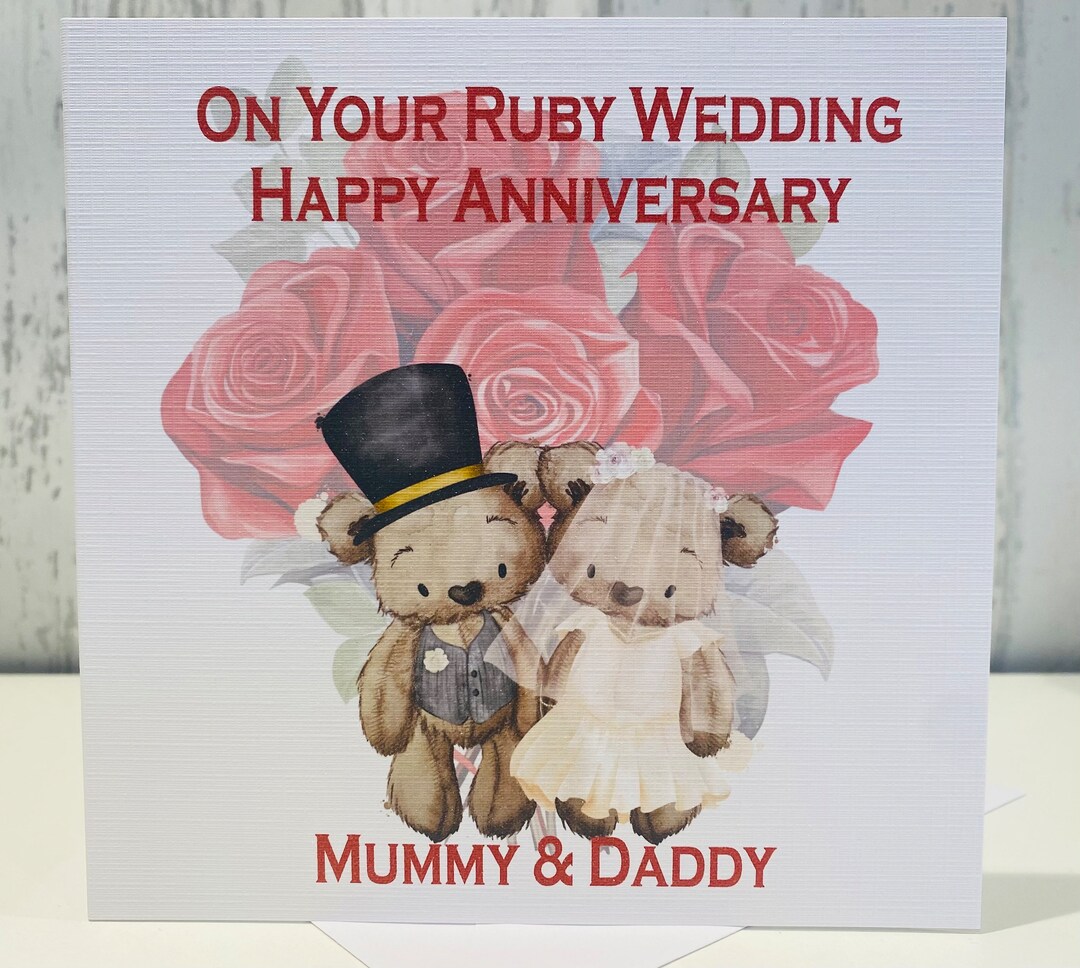 Personalised Ruby Wedding Anniversary Card Rub Wedding Card - Etsy UK
