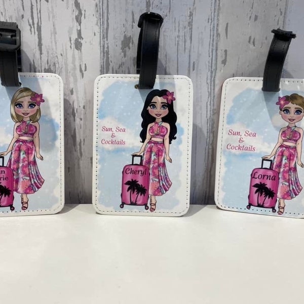 Personalised Luggage Tag | Suitcase Tag | Custom Luggage Tag | Tropical Girl | Holiday Tag | Passport Cover | Holiday Accessory Travel Gift