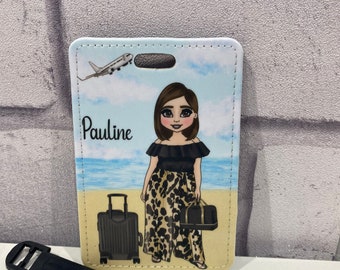 Personalised Luggage Tag | Suitcase Tag | Custom Luggage Tag | Plus Size Girl | Summer Outfit | Holiday Tag | Curvy girl