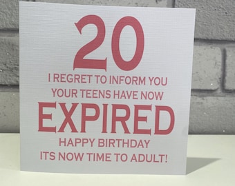 20th Birthday Card | Girl Twentieth Birthday Card | Card for her | Daughter | Granddaughter | Friend | Neice | Teens Expired | Time to adult
