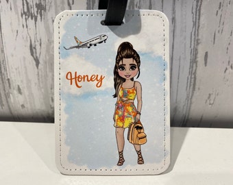 Personalised Luggage Tag | Suitcase Tag | Custom Luggage Tag | Tropical Teen Girl Holiday Tag| Luaggage Label | Personalised Luggage Label