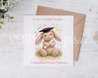 Personalised Bunny Graduation Card | Graduation Card for Him | Graduation Card For Her | University Graduation Card