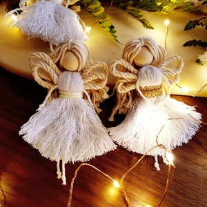 Box of Handmade Christmas Tree Ornaments | Macrame Christmas Decor | Boho Macrame Angels | Gift idea | hanging | Fairies | Christmas