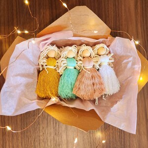 Set of Handmade Macrame Angels | Party favours | Boho Macrame Angels | Gift idea | hanging | Fairies | Pastel colours | Christening