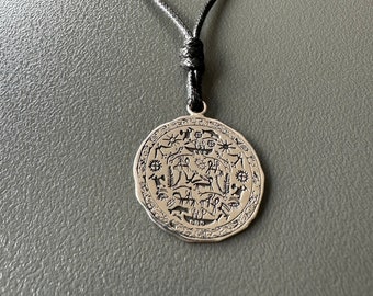 Naszyjnik szamana, starożytny naszyjnik z amuletem szamańskim, srebrny naszyjnik szamana