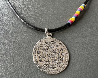 Naszyjnik szamana, starożytny naszyjnik z amuletem szamańskim, srebrny naszyjnik szamana