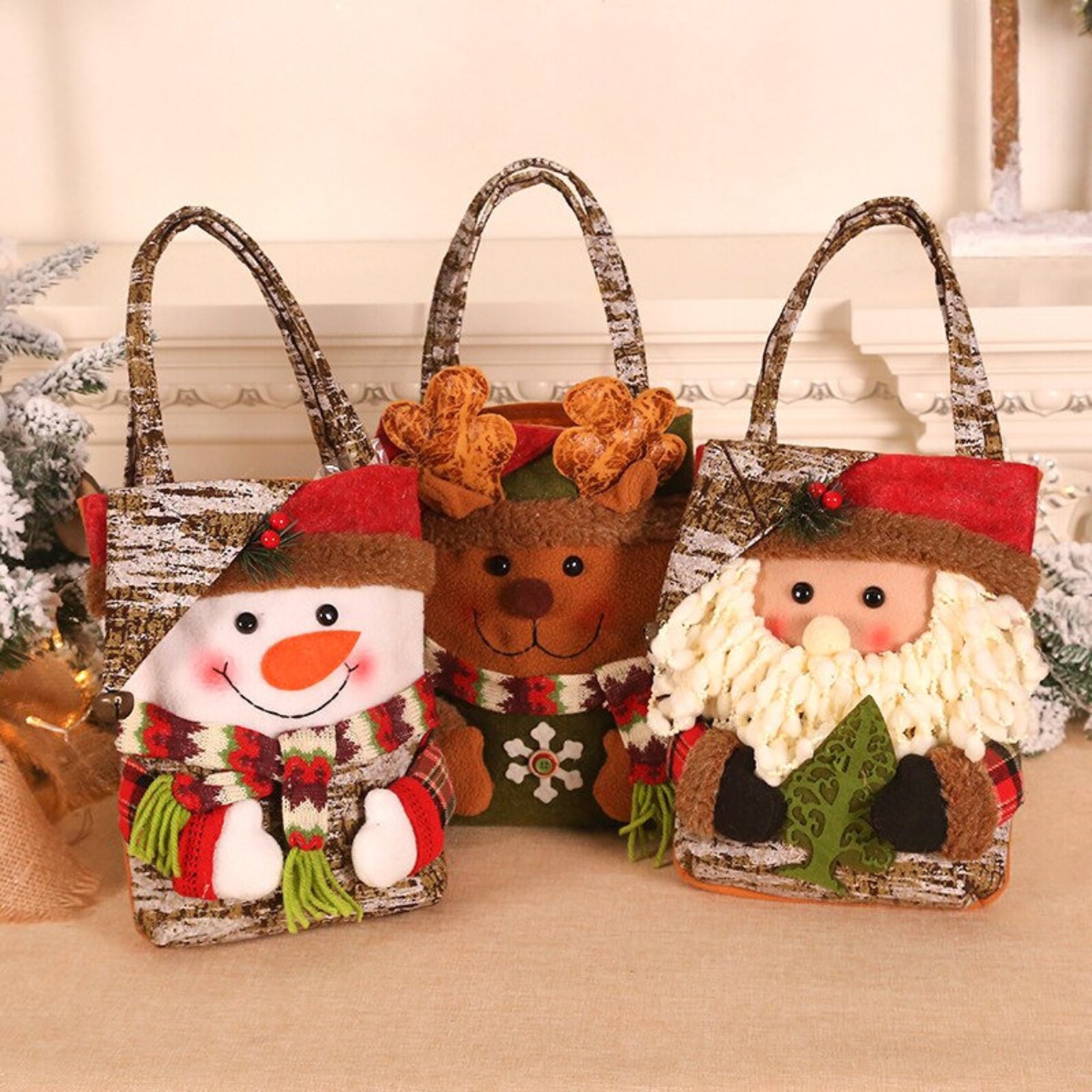 Fabric Christmas Gift Bags,christmas Reusable Gift Bags,children's