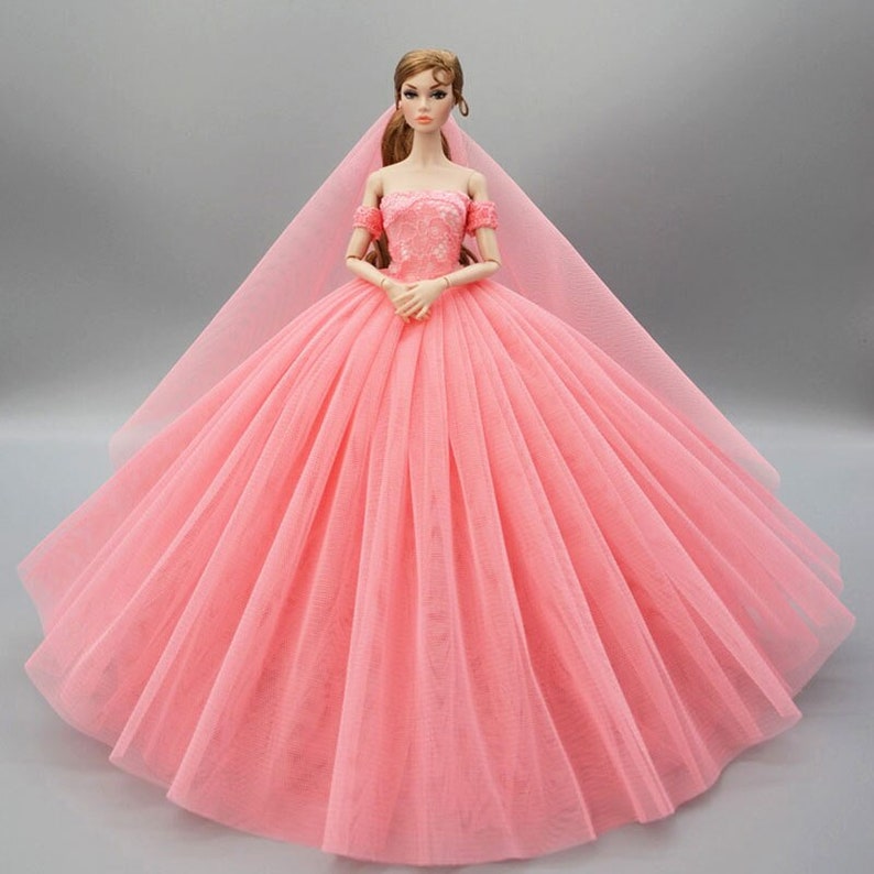 Lace Wedding Dress veil for Barbie Dollred Wedding Dress for - Etsy UK