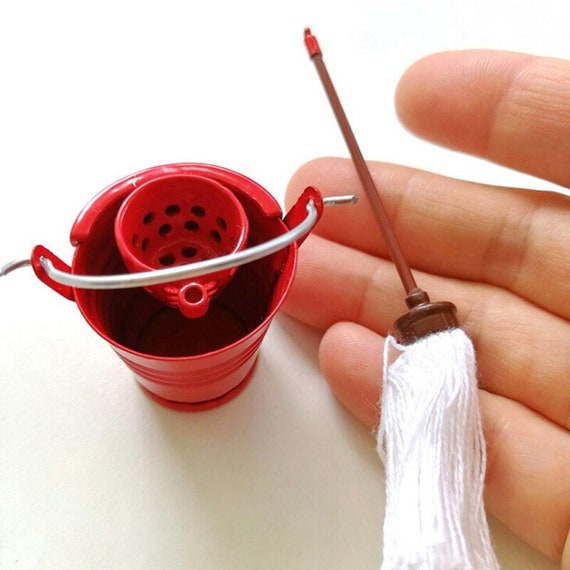 1/12 Dollhouse Miniature Besen Kehrblech Set Dollhouse Cleaning Tool Kits 