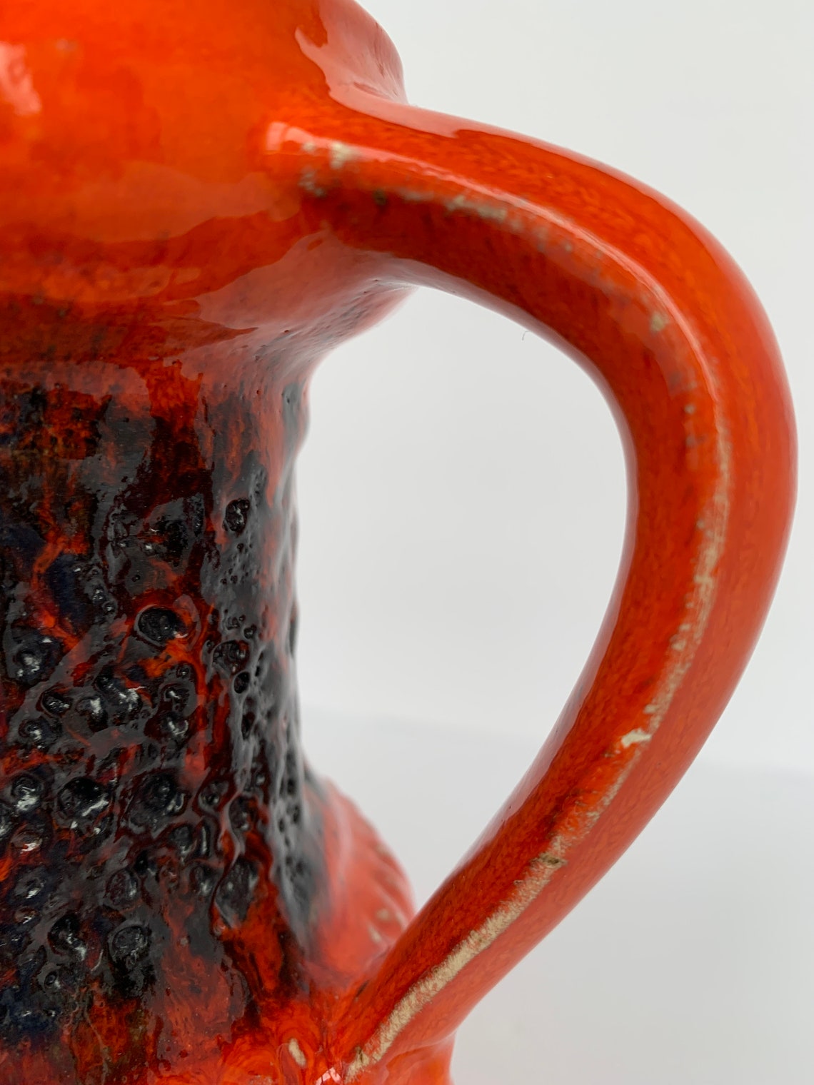 Vintage West German Art Pottery Vase in Orange and Black Etsy