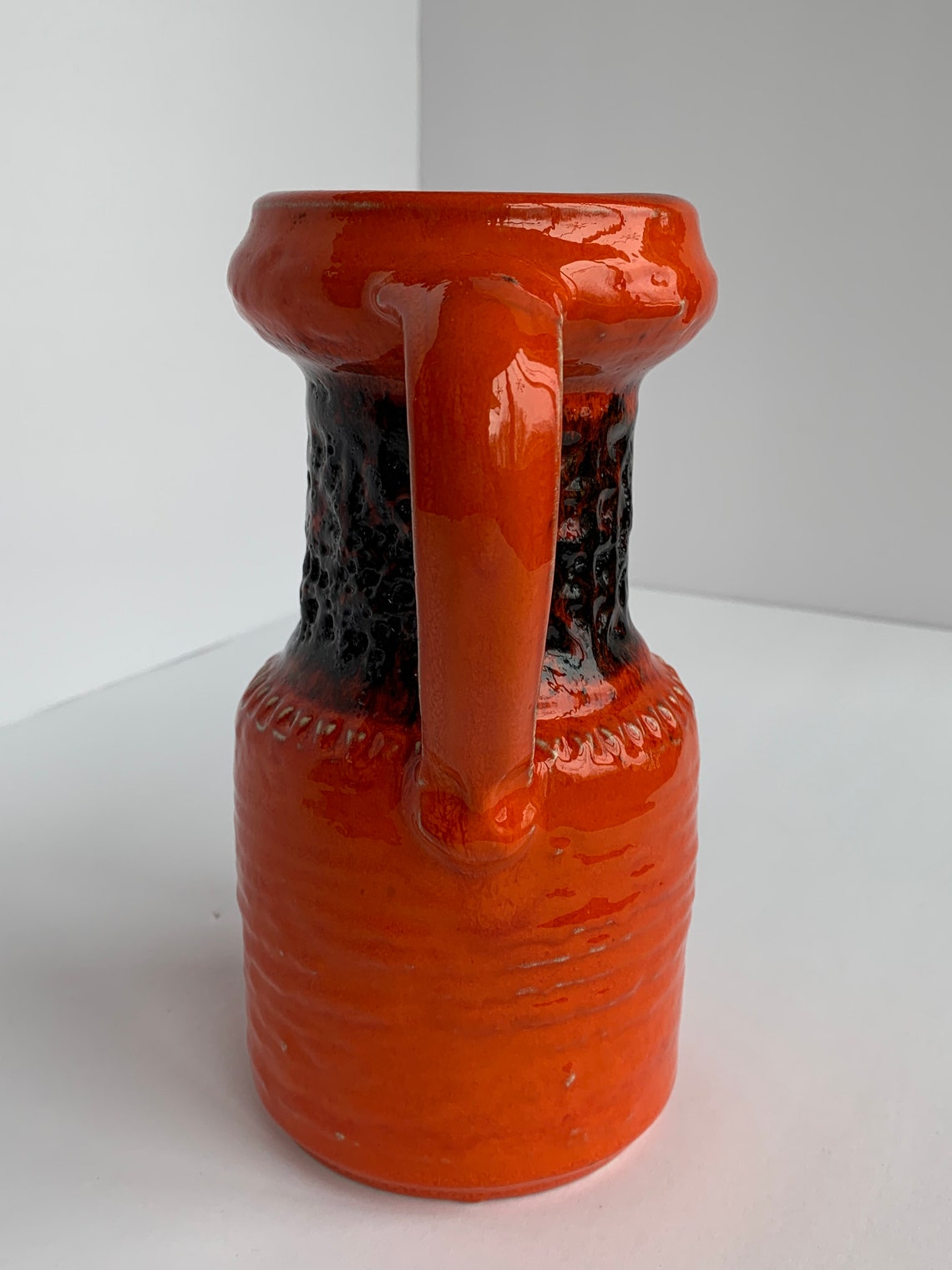Vintage West German Art Pottery Vase in Orange and Black Etsy