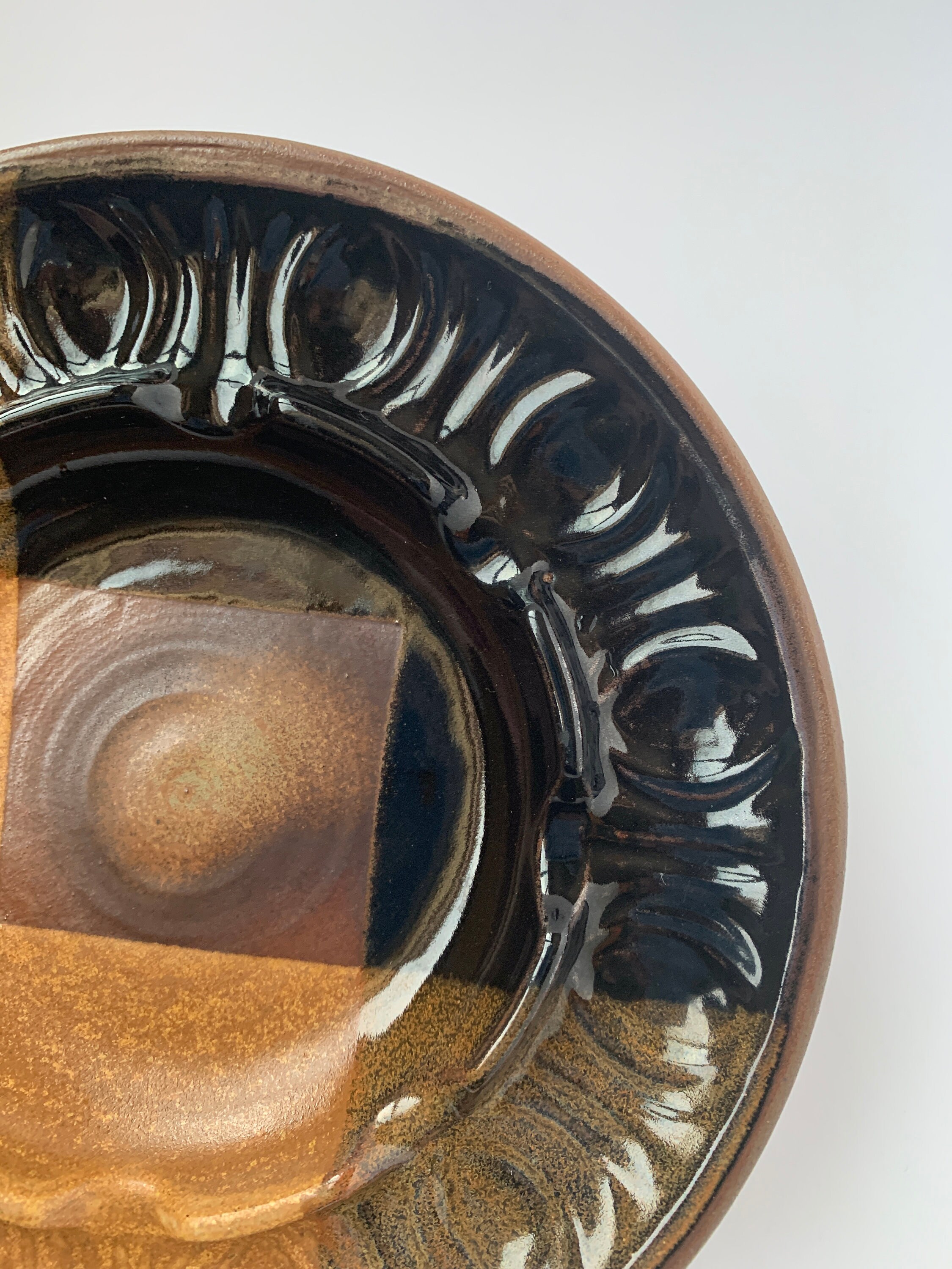 Pottery Craft USA Stoneware Ashtray 409 Brown Drip Glaze Etsy