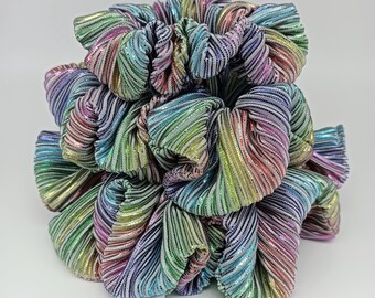 Rainbow Shimmer Scrunchie - XL REGULAR or MINI size thick or thin elastic