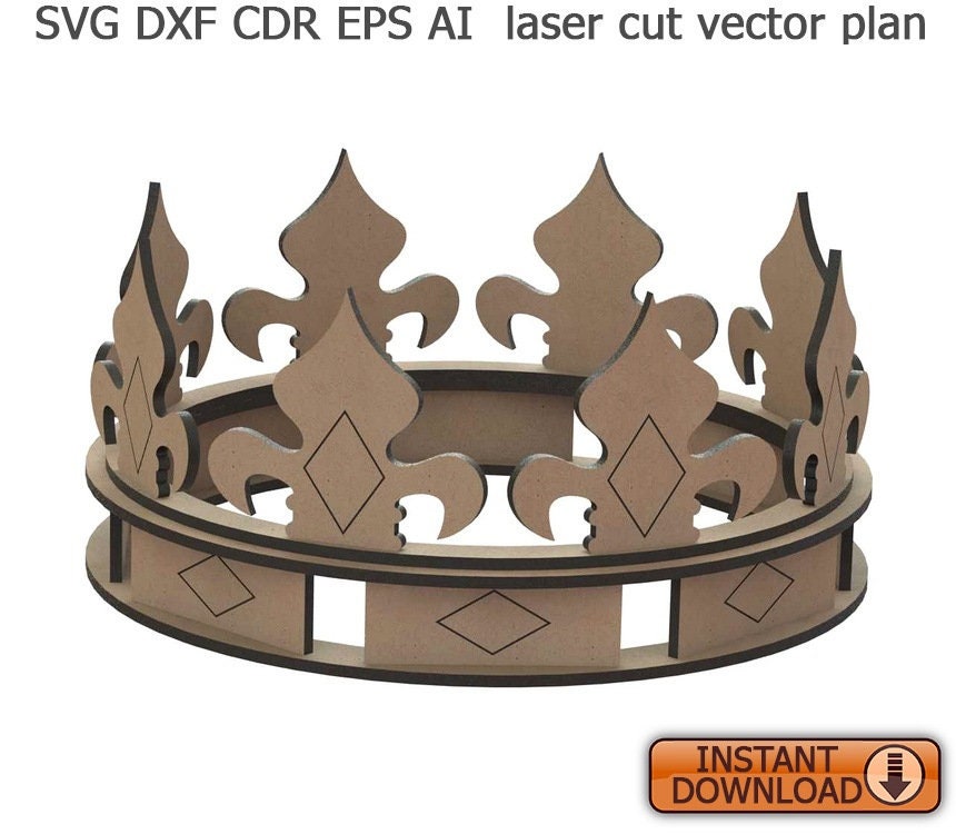 cnc pattern CDR vector plans laser file Details about   Crown Laser cut files SVG DXF 