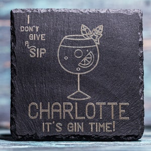 Personalized Slate Coaster: Laser Engraved Gin Lover Gift