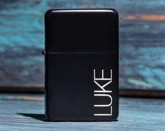 Encendedor negro grabado personalizado, regalo personalizado del día de San Valentín para él, para fumador