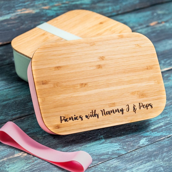 Personalised Wooden Lunch Box, Bamboo Lunch Box, Eco Friendly Reusable