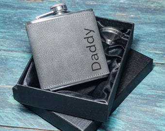 Personalised Hip Flask 6oz Laser Engraved For Dad, Father's Day Gift Idea For Him