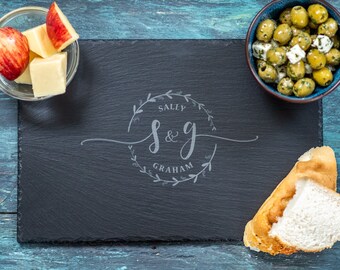 Personalised Serving Board for Couples – Custom Wedding, Anniversary or Engagement Gift – Engraved Cheese Board