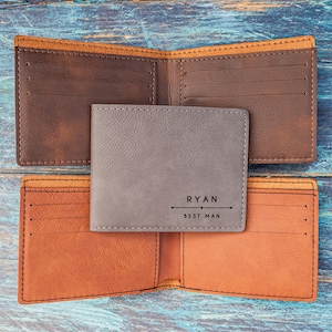 Portafoglio personalizzato, portafoglio bifold da uomo, regalo per lo sposo o il testimone di nozze, Natale per lui