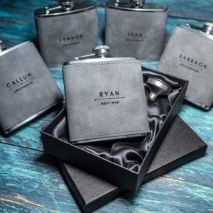 Personalised Hip Flask, Grey Engraved 6oz Flask