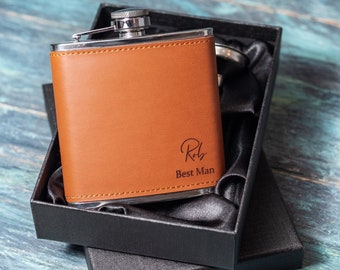 Mens Personalised Hip Flask, Engraved Groomsmen Gift