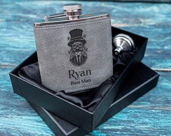 Personalised Engraved Wedding Flask, Steampunk Theme