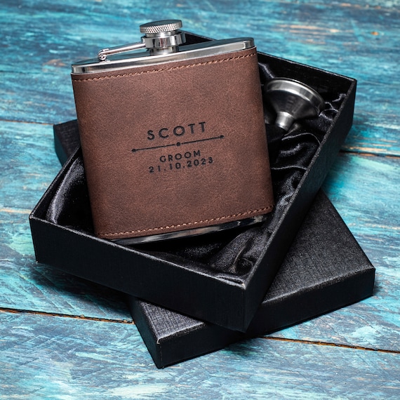 Personalized Hip Flask: PU Leather Groomsman Gift
