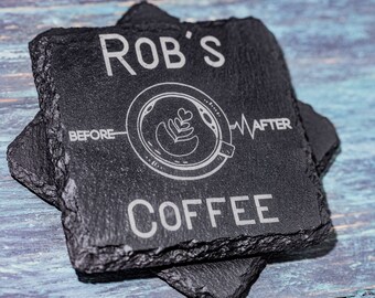 Posavasos de pizarra personalizado, regalo para amantes del café