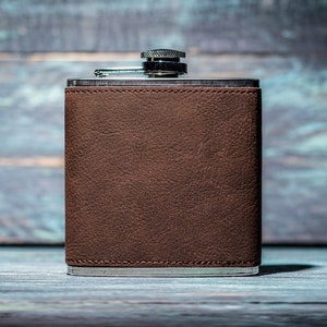 Personalised Hip Flask Groomsmen or Men's Gift Idea For Him Engraved PU Leather image 5