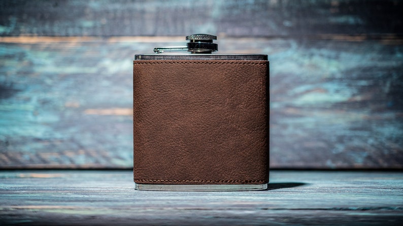 Personalised Hip Flask Groomsmen or Men's Gift Idea For Him Engraved PU Leather image 5