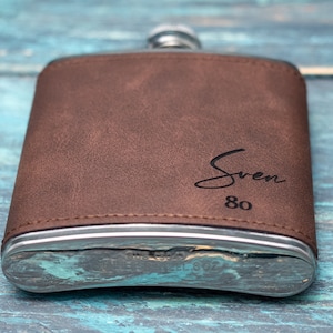 Personalised Hip Flask, Custom Engraved PU Leather Flask, Monogrammed Whiskey Flask, Gift For Him image 8