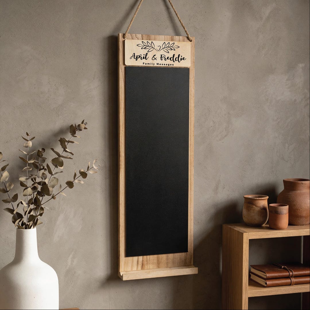 Chalkboard Weekly Planner Board – 20x60cm Rustic Wooden Frame Wall ...