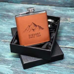 Personalised Hip Flask, Traveller Gift, Mountain Lover, Ski Trip, Hiker Gift