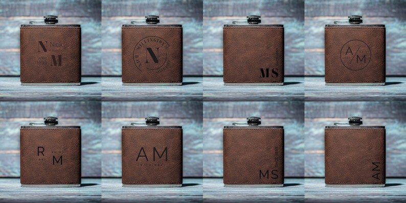 Personalised Hip Flask Groomsmen or Men's Gift Idea For Him Engraved PU Leather image 4