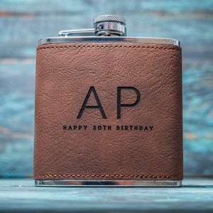 Personalised Hip Flask Groomsmen or Men's Gift Idea For Him Engraved PU Leather image 8