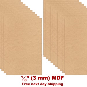 1/8&quot; MDF - 1/8 inch (3 mm) - 20 Sheets - 11 3/4&quot; x 19&quot; - Medium Density Fiberboard - Draftboard - Glowforge Wood - Laser Materials
