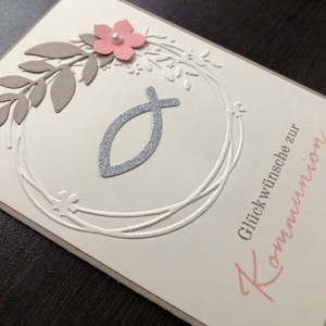 Glückwunschkarte/ Gratulationskarte zur Kommunion/ Konfirmation - Kranz/ Blume