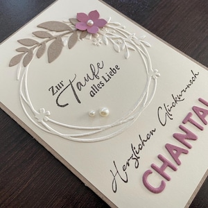 Carte/ Carte de félicitations pour baptême - couronne de fleurs