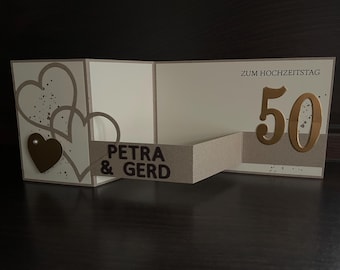 Personalized card/congratulations card for the golden wedding anniversary/50th wedding anniversary