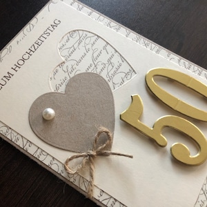 Karte/ Glückwunschkarte zum Hochzeitstag/ goldene, silberne, eiserne Hochzeit