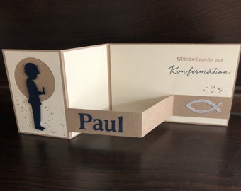 Personalized card/congratulatory card for First Communion/Confirmation - Boy
