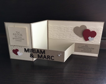 Personalized card/congratulatory card for wedding/marriage with lace