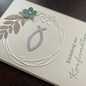 Einladung/ Einladungskarte Kommunion/ Konfirmation/ Firmung/ Taufe in eukalyptusgrün